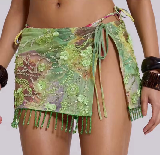 BEADED SEQUIN SARONG SKIRT