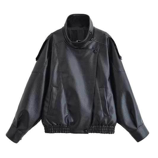 HIGH-NECKED LEATHER JACKET