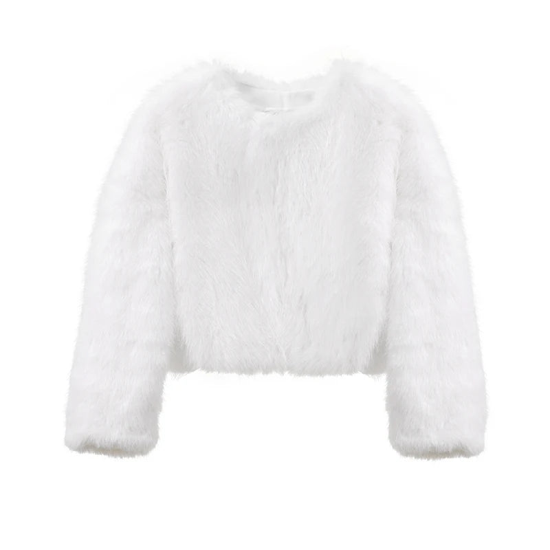 CROPPED FAUX FUR COAT