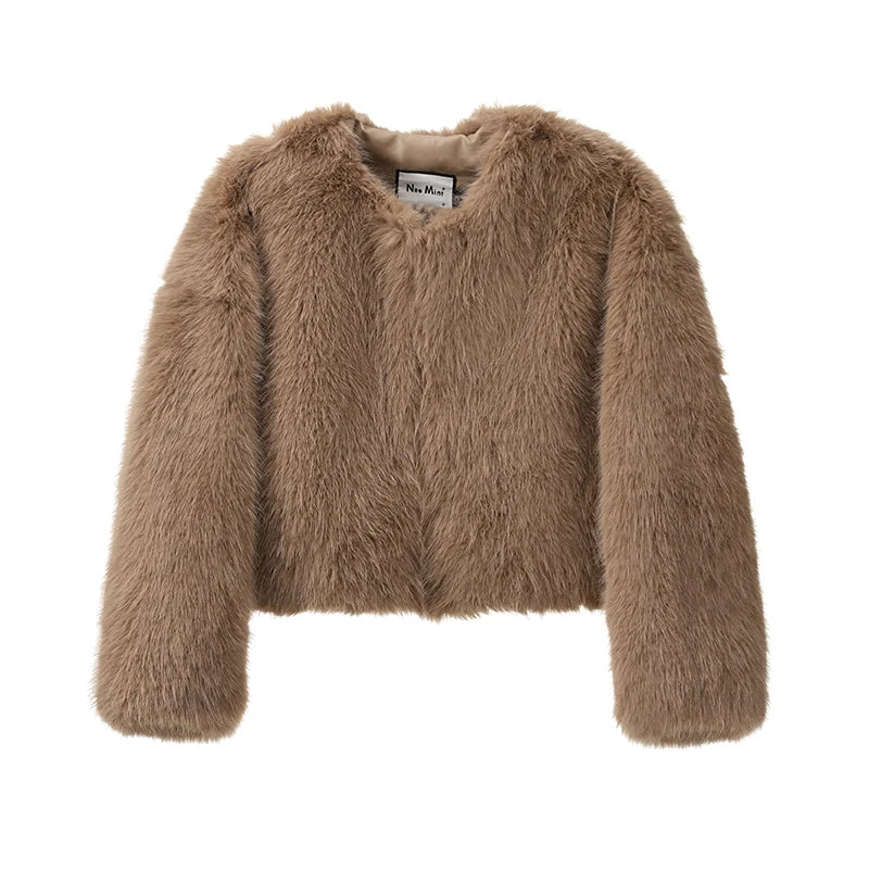 CROPPED FAUX FUR COAT