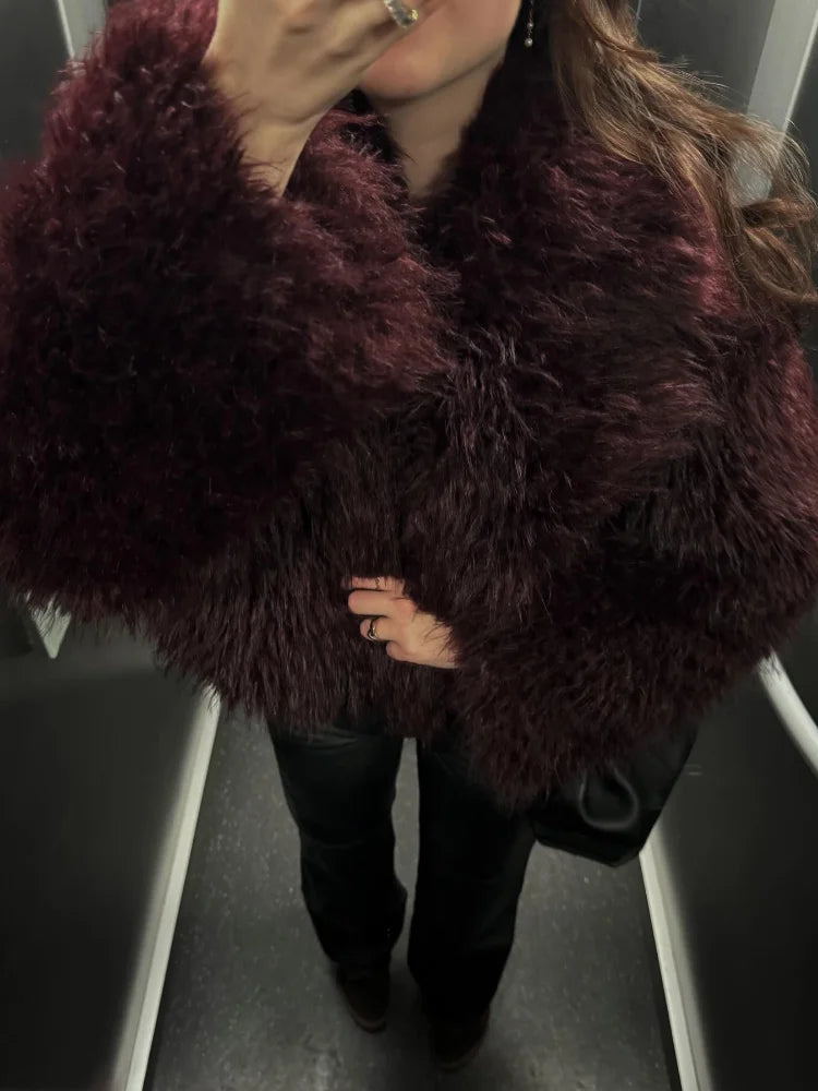 BORDEAUX FAUX FUR JACKET